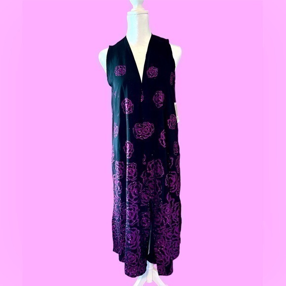 LuLa Roe brand new long vest, pink and black really nice for a night out new - Picture 1 of 4